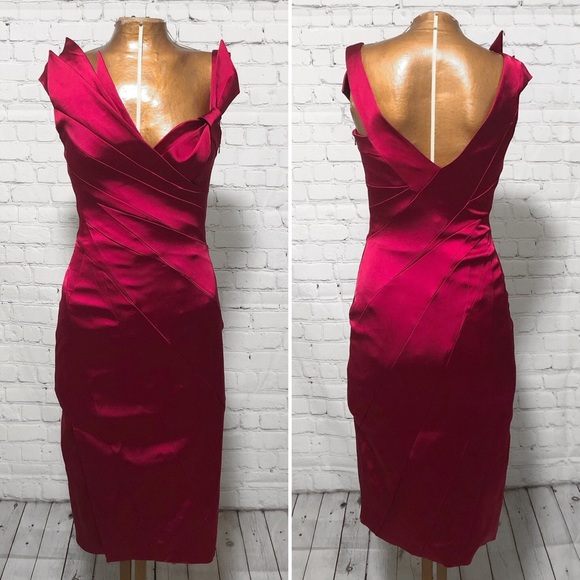 karen millen satin pencil dress